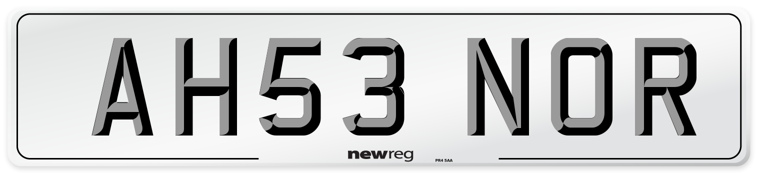 AH53 NOR Number Plate from New Reg